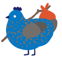 A sapphire and grey chicken with a speckle pattern
