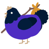 A indigo and tumblr chicken with a head pattern