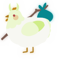 A white and apple chicken with a head pattern