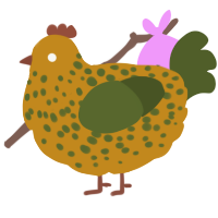 A ochre and olive chicken with a speckle pattern