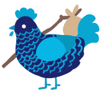 A navy and cerulean chicken with a lace pattern