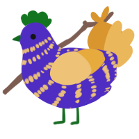 A indigo and honey chicken with a bar pattern