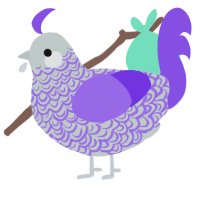 A silver and blurple chicken with a double-lace pattern