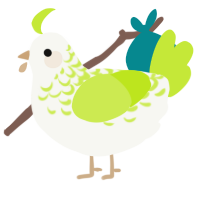 A white and lime chicken with a half-lace pattern
