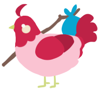 A rose and crimson chicken with a head pattern