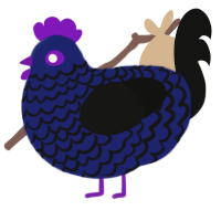 A navy and black chicken with a lace pattern