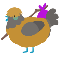 A gold and grey chicken with a head pattern
