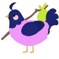 A lavender and navy chicken with a head pattern