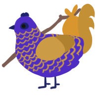 Bronze, a indigo and gold chicken with a lace pattern
