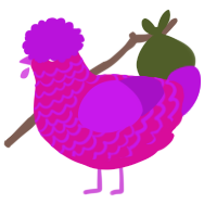 A fuchsia and amethyst chicken with a lace pattern
