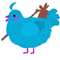 A cerulean chicken with a lace pattern