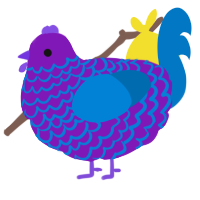 A violet and sapphire chicken with a lace pattern