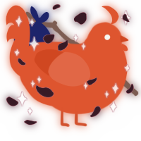 A vermilion chicken