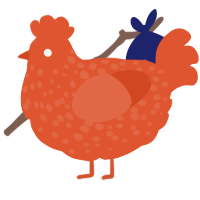 A vermilion chicken with a speckle pattern