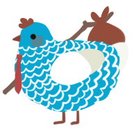A cerulean and white chicken with a lace pattern