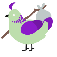 A gluppy and violet chicken with a neck-speckle pattern