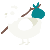 A white chicken with a head pattern