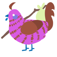 A orchid and russet chicken with a bar pattern