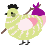 A lemon and rose chicken with a bar pattern