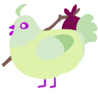 A apple and gluppy chicken with a head pattern