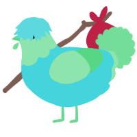 A aqua and spring chicken with a head pattern