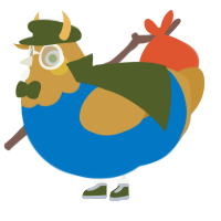A sapphire and gold chicken with a head pattern