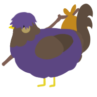 A overcast and bark chicken with a head pattern