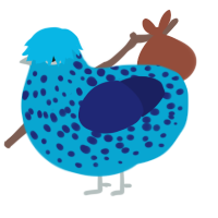 A cerulean and navy chicken with a speckle pattern