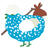 A cerulean and white chicken with a speckle pattern