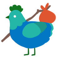 A sapphire and turquoise chicken with a head pattern