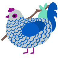 A silver and ultramarine chicken with a lace pattern