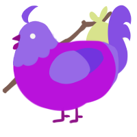 A amethyst and blurple chicken with a head pattern