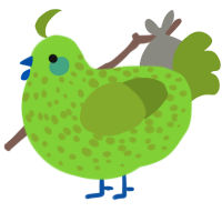 A grass and chartreuse chicken with a speckle pattern