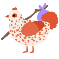 A cream and vermilion chicken with a speckle pattern