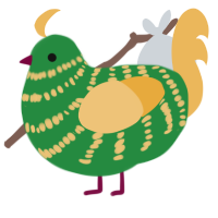 A viridian and honey chicken with a bar pattern