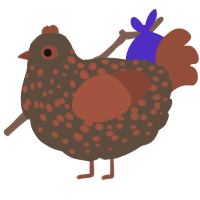 A bark and russet chicken with a speckle pattern
