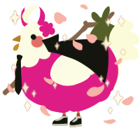 A fuchsia and white chicken with a head pattern