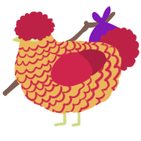 A honey and crimson chicken with a lace pattern