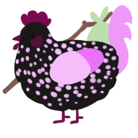 A sable and lavender chicken with a speckle pattern