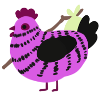 Myspace, a orchid and black chicken with a bar pattern