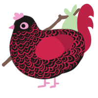 A sable and crimson chicken with a double-lace pattern