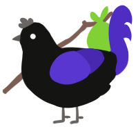 The Paranoid, a black and indigo chicken