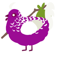 A plum and white chicken with a half-lace pattern