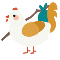 A white and orange chicken