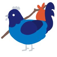 A sapphire and navy chicken with a head pattern