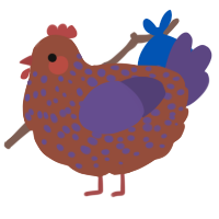 A russet and overcast chicken with a speckle pattern