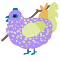 A lilac and lemon chicken with a speckle pattern