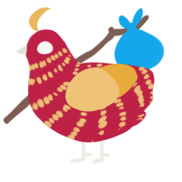 A crimson and honey chicken with a bar pattern