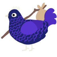 A navy and indigo chicken with a lace pattern