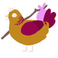 A ochre and maroon chicken with a neck-band pattern